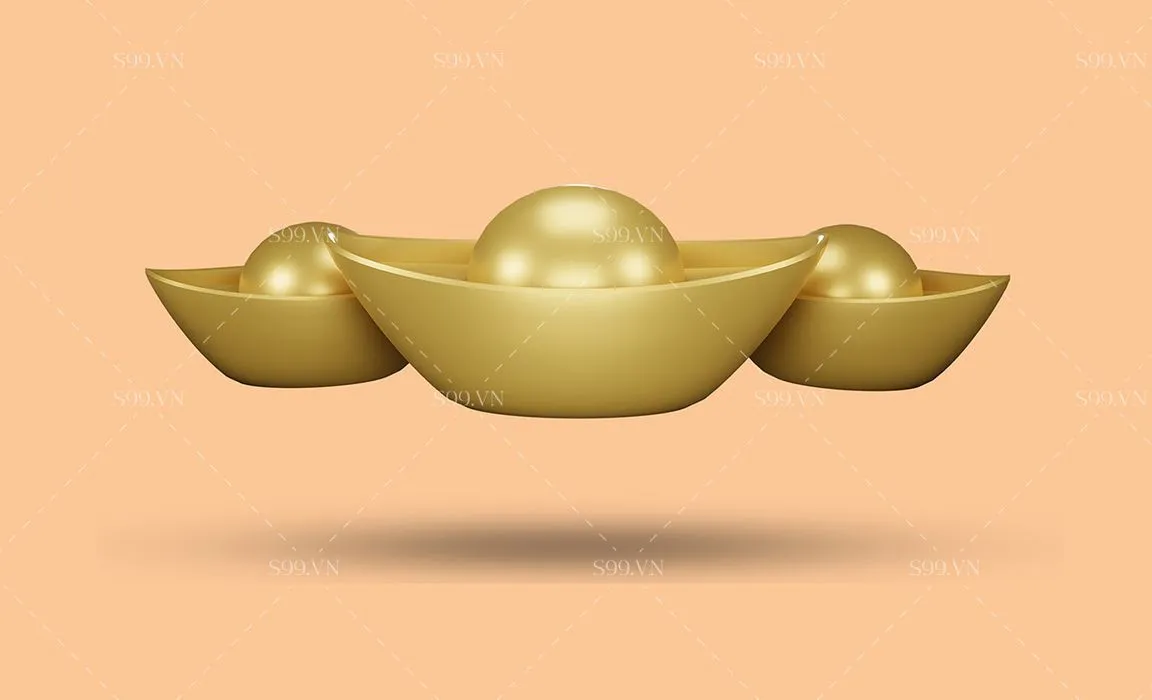 Hình ảnh 3 thỏi vàng file PNG mẫu CR1923