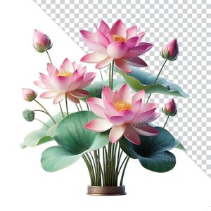 Hình ảnh bình hoa sen file PNG mẫu CR1641