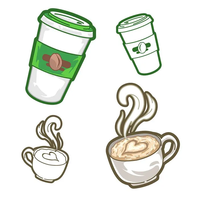 Hình minh họa cốc cafe file vector mẫu KS834