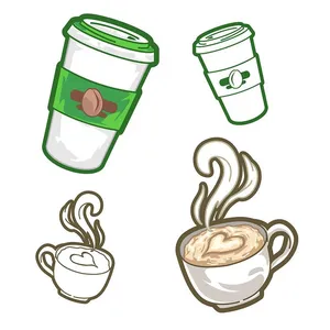 Hình minh họa cốc cafe file vector mẫu KS834