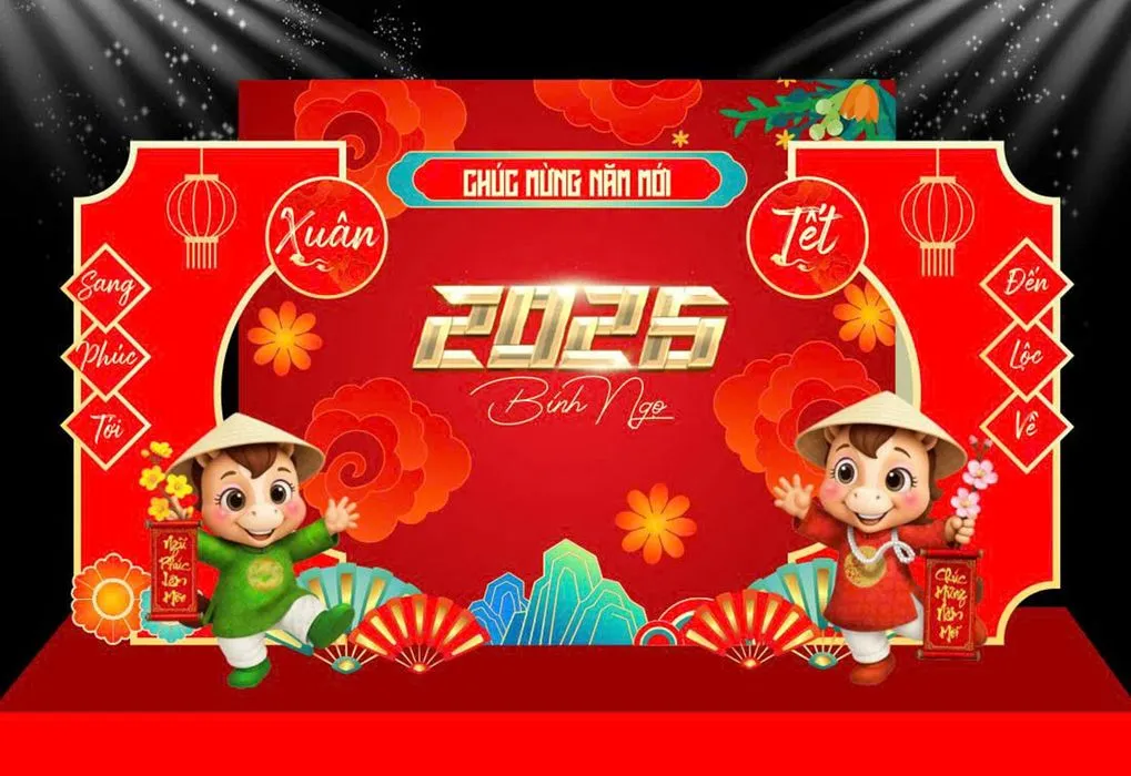 Backdrop Tết Bính Ngọ 2026 – File CDR Sắc Nét, Dễ Dàng Chỉnh Sửa