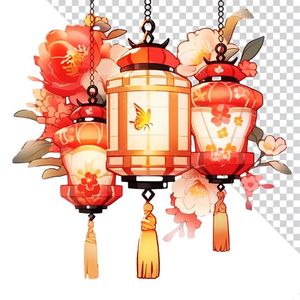 Hình ảnh đèn lồng họa tiết trung quốc file PNG mẫu CR538
