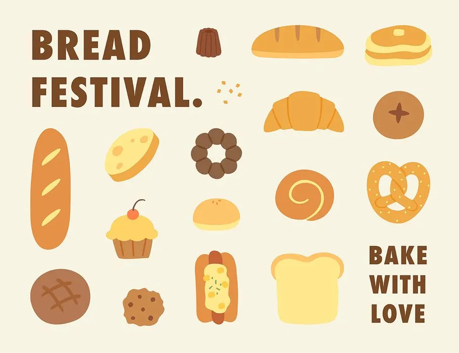 Bộ Sưu Tập Bánh Mì Dễ Thương - Minh Họa Vector EPS Đa Dạng