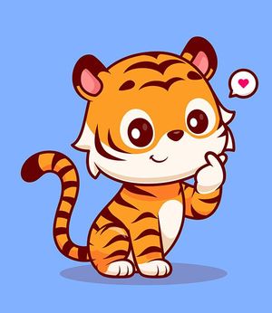 Hình ảnh chú hổ cute đang suy nghĩ file vector mẫu CR1528