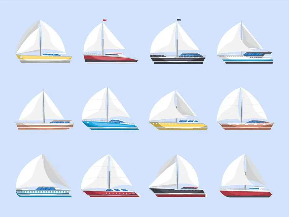 Bộ sưu tập con thuyền buồm file vector mẫu HH191