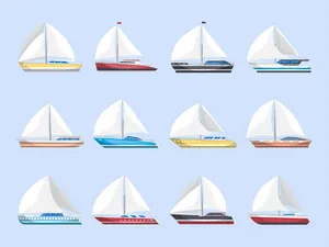 Bộ sưu tập con thuyền buồm file vector mẫu HH191