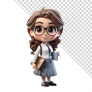 Hình ảnh học sinh nữ 3D file PNG mẫu CR895