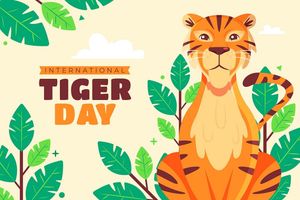 Banner chú hổ ngồi trong rừng file vector mẫu CR1487