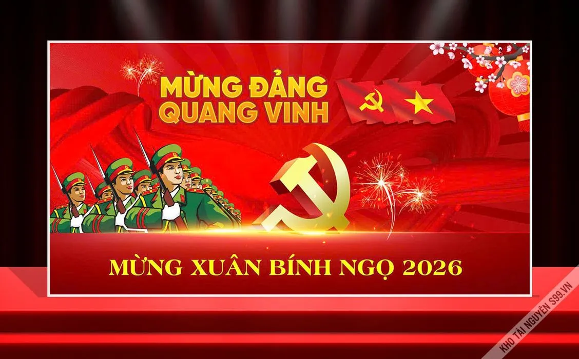 Backdrop Tết 2026 Mừng Đảng Quang Vinh – File CDR Thiết Kế Chuyên Nghiệp
