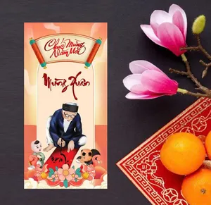 Bao Lì Xì Tết 2024 CDR - Thầy Đồ, Bé, Hoa Mai Đào May Mắn