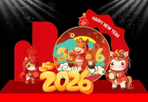 Backdrop Tết 2026 Ất Tỵ, Phong Cách Hoạt Hình Dễ Thương - File CDR