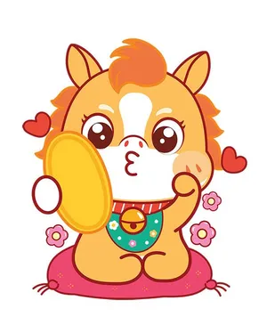 Linh Vật Ngựa Tết Nguyên Đán Dễ Thương - Minh Họa Vector EPS