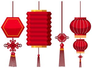 Hình ảnh đèn lồng màu đỏ trang trí dịp lễ tết phong cách trung quốc file vector mẫu CR405