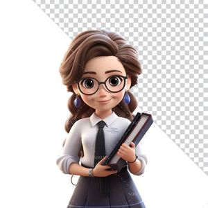 Hình ảnh cô gái học sinh cấp 3 3D file PNG mẫu CR878