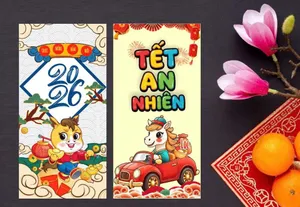 Mẫu Lì Xì Tết 2026 Phong Cách Hoạt Hình Dễ Thương - File CDR Vector