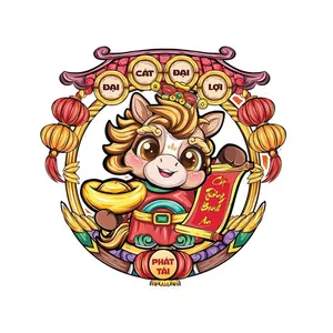 Linh Vật Ngựa Tết Nguyên Đán 2026 – Phong Cách Minh Họa Đáng Yêu