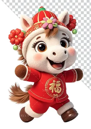 Linh Vật Ngựa Tết Nguyên Đán Dễ Thương - Hình Minh Họa PNG
