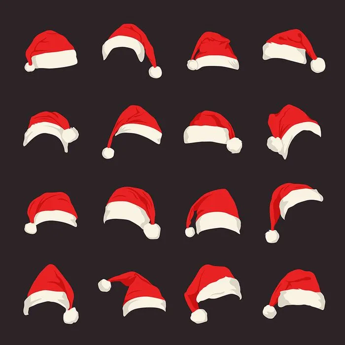 Bộ sưu tập chiếc mũ ông già noel file vector mẫu CR1822