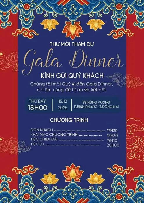 Thư mời Gala Dinner Tết Nguyên Đán Vector CDR - Phong cách Á Đông