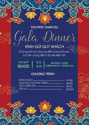Thư mời Gala Dinner Tết Nguyên Đán Vector CDR - Phong cách Á Đông