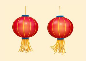 Hình ảnh cặp đèn lồng màu đỏ file vector mẫu CR464