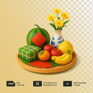 Hoa Trang Trí Tết & Mâm Ngũ Quả - File PSD Chất Lượng Cao