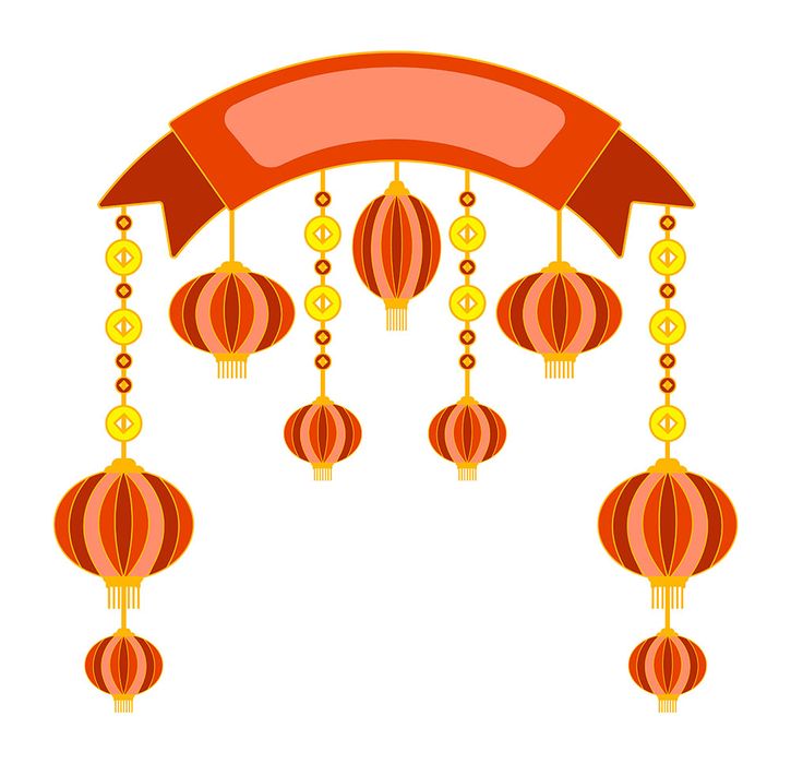 Hình ảnh bộ đèn lồng trang trí dịp tết file vector mẫu CR491
