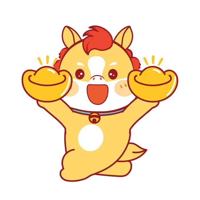 Linh Vật Ngựa Tết Vui Vẻ Cầm Vàng – Minh Họa Vector EPS