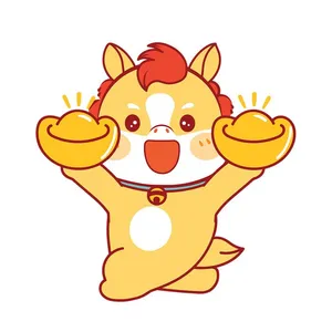 Linh Vật Ngựa Tết Vui Vẻ Cầm Vàng – Minh Họa Vector EPS