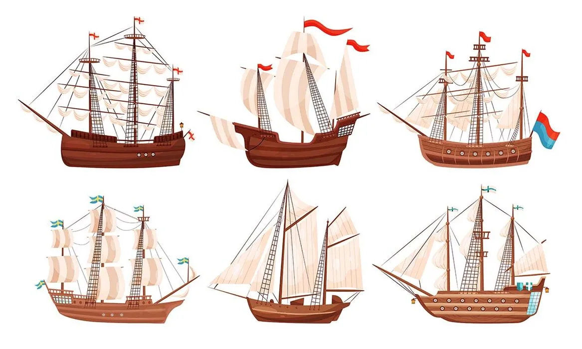 Bộ sưu tập con thuyền buồm file vector mẫu HH145