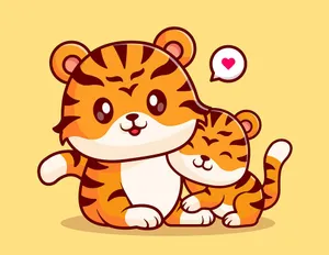 Hình ảnh hai chú hổ yêu nhau flie vector mẫu KS44