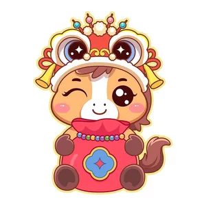 Linh Vật Ngựa Tết Dễ Thương - Hình Minh Họa Vector EPS