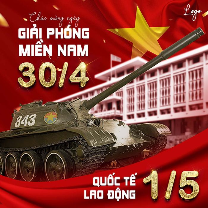 Poster chào mừng ngày 30/4 - 1/5 file PSD mẫu CR1406