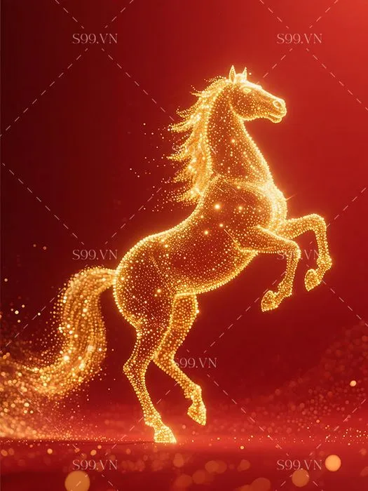 Hình Ảnh Ngựa Vàng Lấp Lánh PNG Cho Tết Nguyên Đán - Thiết Kế Độc Đáo