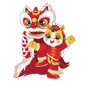 Linh Vật Ngựa Tết, Múa Lân - Hình Minh Họa Vector EPS Độc Đáo