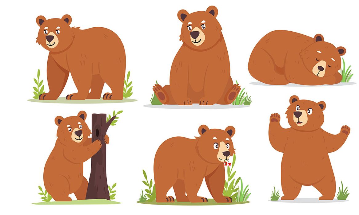 Bộ sưu tập hành động của chú gấu file vector mẫu CR163