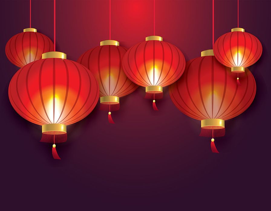 Hình ảnh đèn lồng màu đỏ trang trí dịp lễ tết phong cách trung quốc file vector mẫu CR407