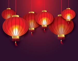 Hình ảnh đèn lồng màu đỏ trang trí dịp lễ tết phong cách trung quốc file vector mẫu CR407