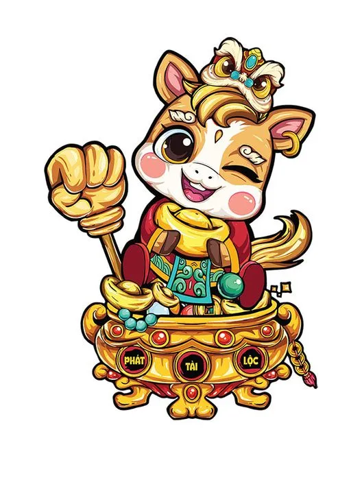 Linh Vật Ngựa Tết Tài Lộc - Hình Minh Họa Vector EPS Độc Đáo