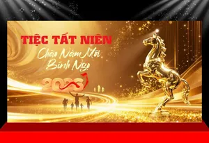 Backdrop Tiệc Tất Niên Chào Năm Mới Bình Ngọ 2028 - Vector CDR