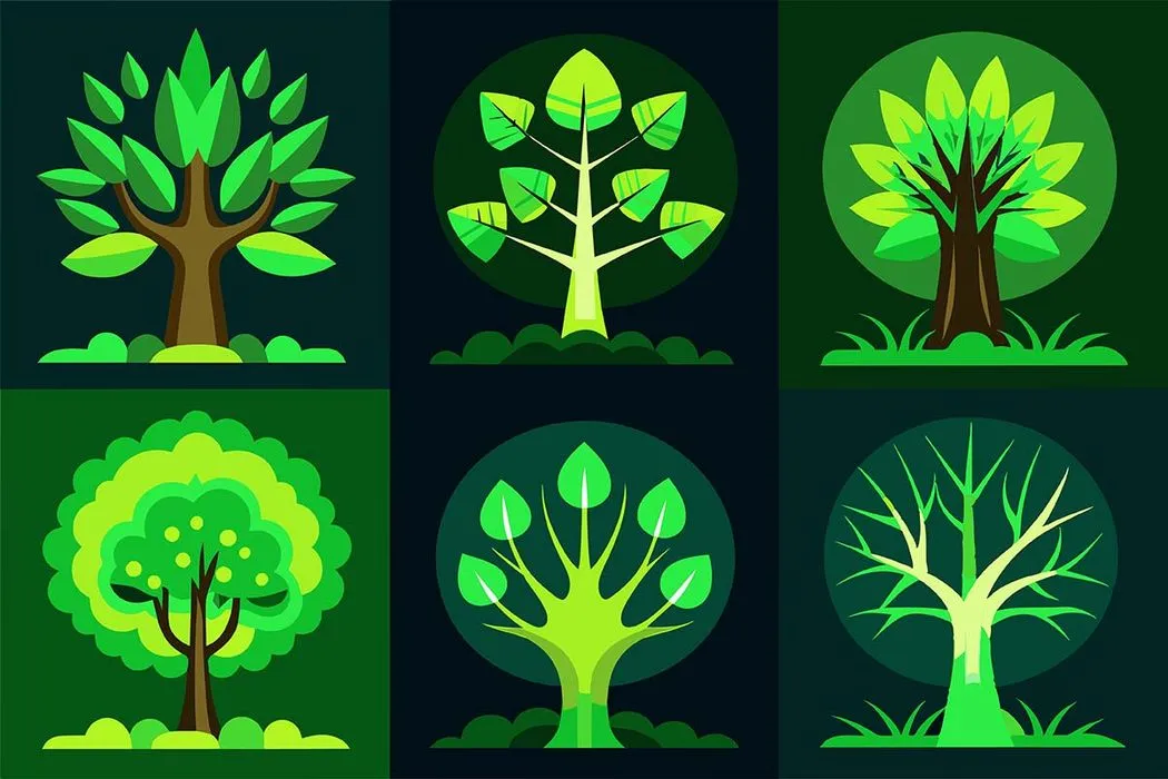 Bộ sưu tập cây xanh file vector mẫu KK72