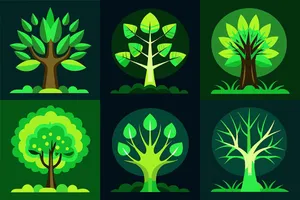 Bộ sưu tập cây xanh file vector mẫu KK72