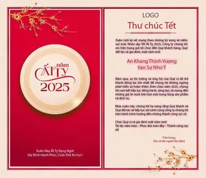Mẫu Thư Chúc Tết Ất Tỵ 2025 Đỏ Vàng May Mắn – Thiết Kế Độc Đáo