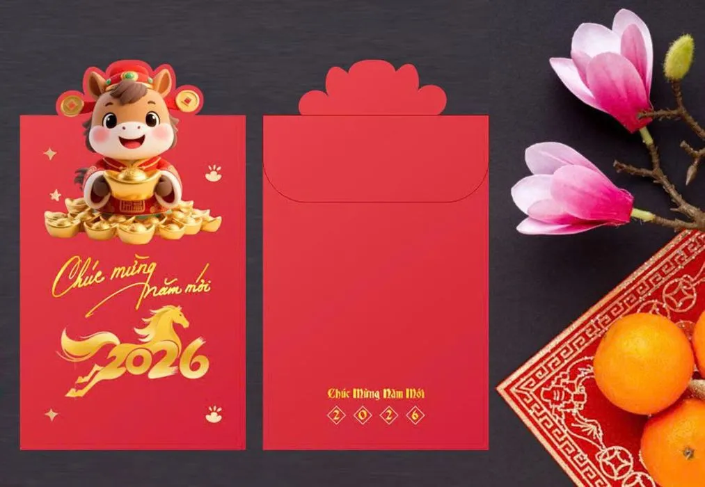 Mẫu Lì Xì Tết 2026 Hình Ngựa Vàng Độc Đáo – File PSD Có Lớp