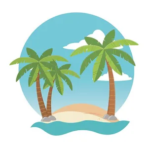 Hình ảnh cây dừa trên đảo file vector mẫu KS686