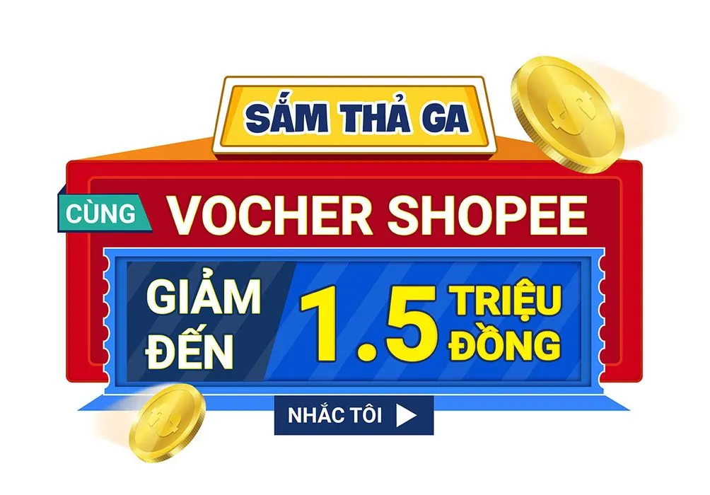 Voucher Shopee Sale Tết Giảm 1.5 Triệu Đồng - Thiết Kế Vector EPS