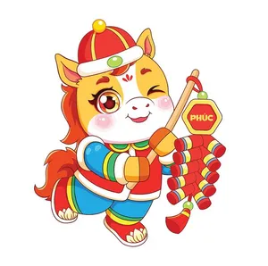 Linh Vật Ngựa Tết Nguyên Đán Dễ Thương - Minh Họa Vector EPS