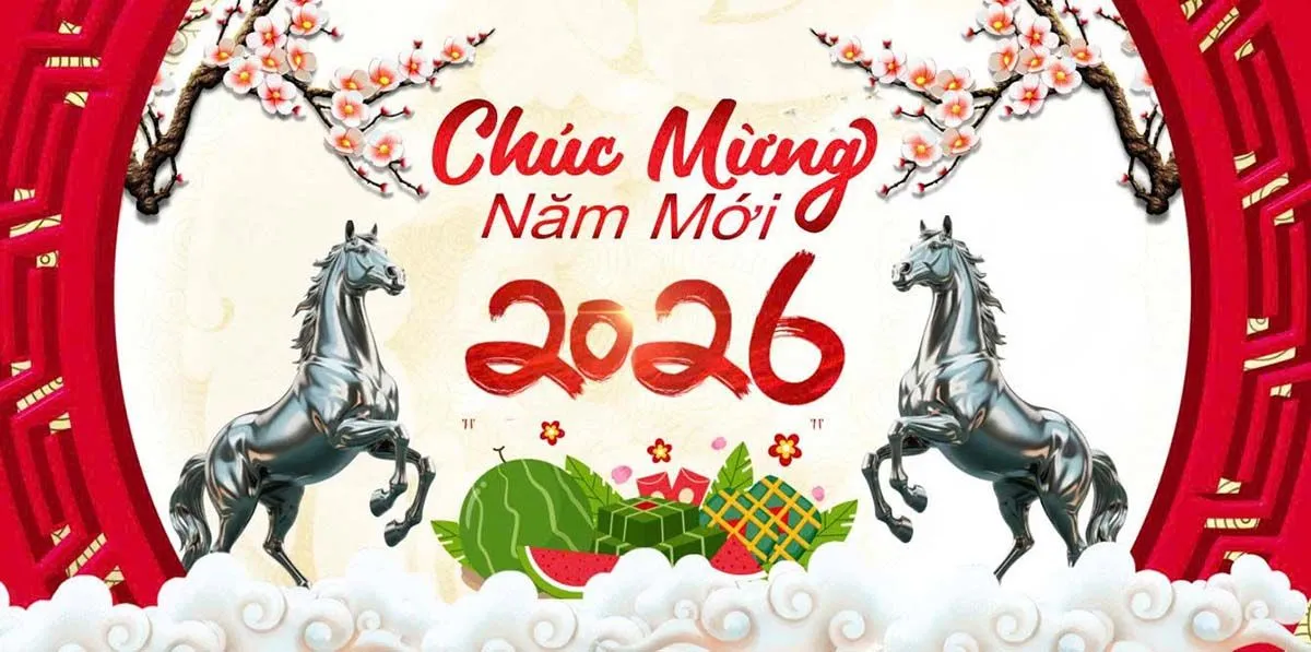 Banner Chúc Mừng Năm Mới 2026 - Thiết Kế Tết Độc Đáo