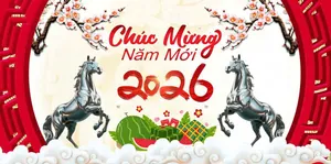 Banner Chúc Mừng Năm Mới 2026 - Thiết Kế Tết Độc Đáo