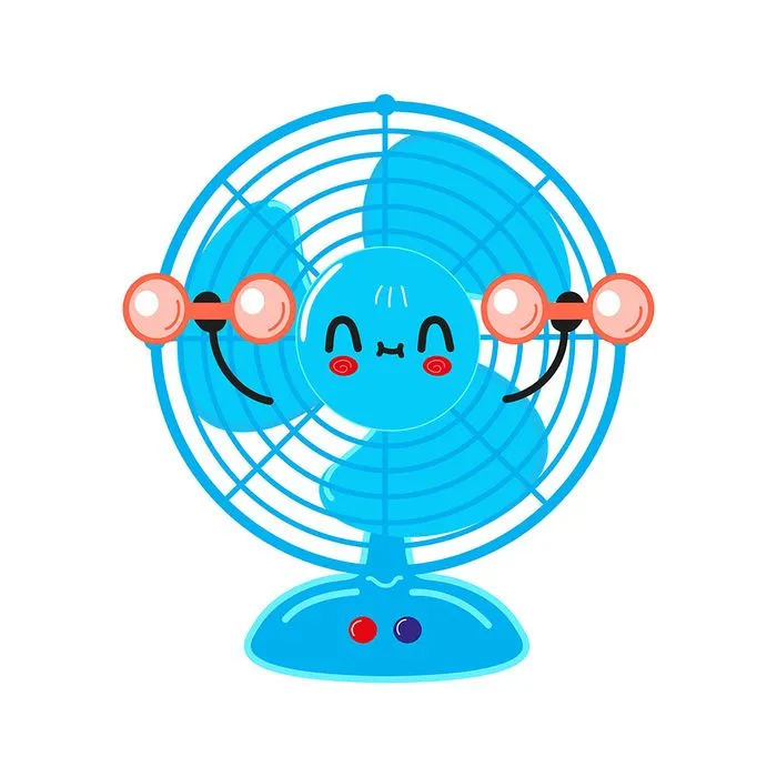 Hình ảnh cái quạt màu xanh file vector mẫu OC58